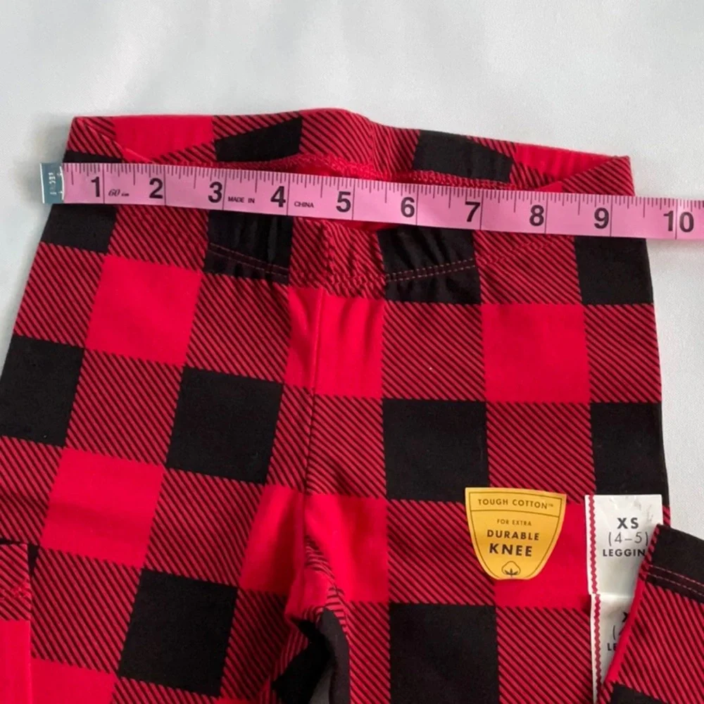 Cat‎ & Jack toddler Girls Buffalo plait Legging red black size XS 4-5